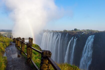view of Victoria Falls  at Zambia side, one of most iconic African natural landmarks